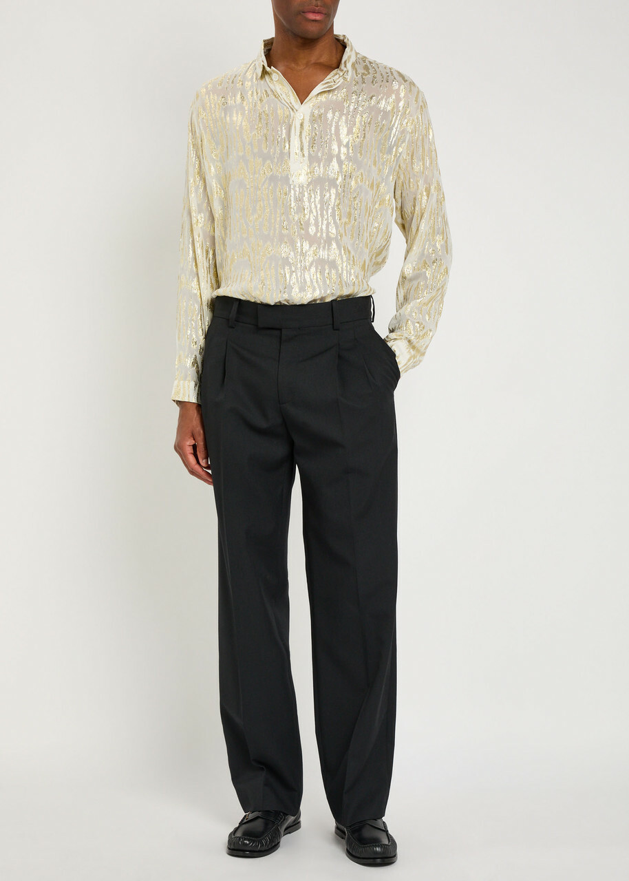 Smr Days Ornos Metallic-weave Voile Polo Shirt Gold