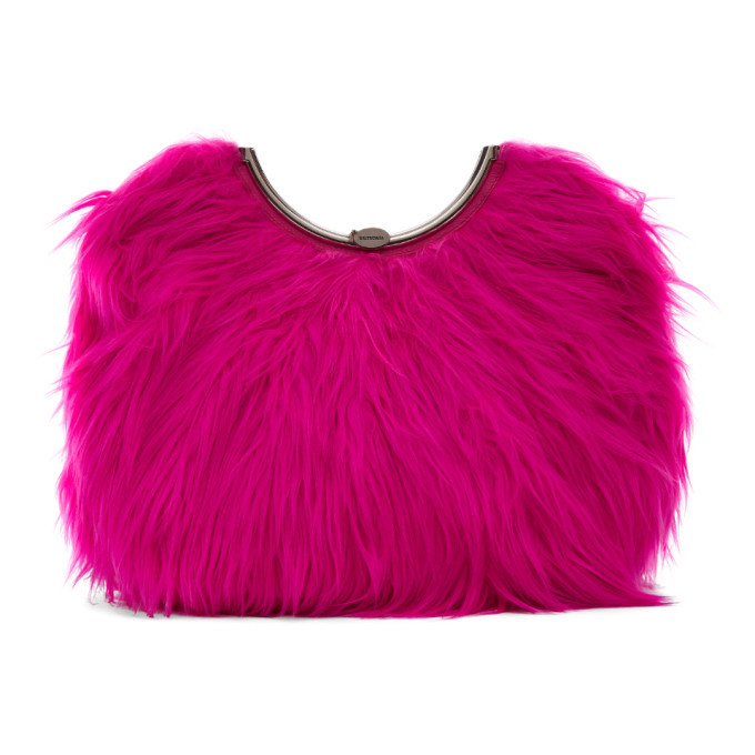 Balenciaga discount fur clutch