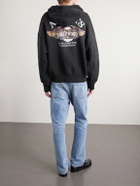 AMIRI - Flames Logo-Print Cotton-Jersey Zip-Up Hoodie - Black