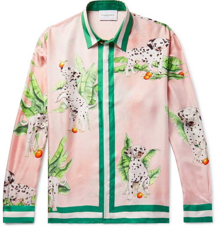 Photo: Casablanca - Printed Silk-Twill Shirt - Pink