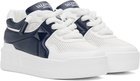 Valentino Garavani White & Navy Low-Top One Stud XL Sneakers