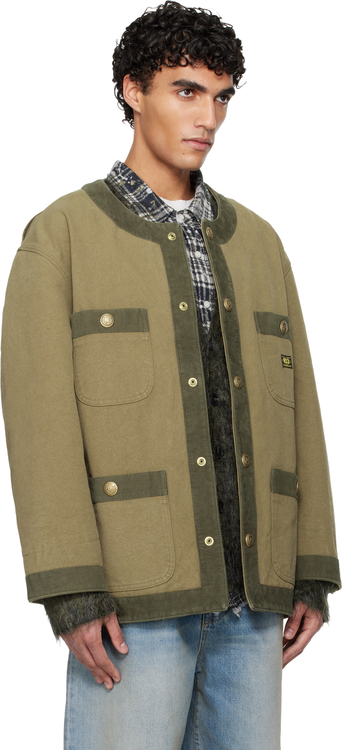 R13 Khaki Cord Trimmed Chore Jacket