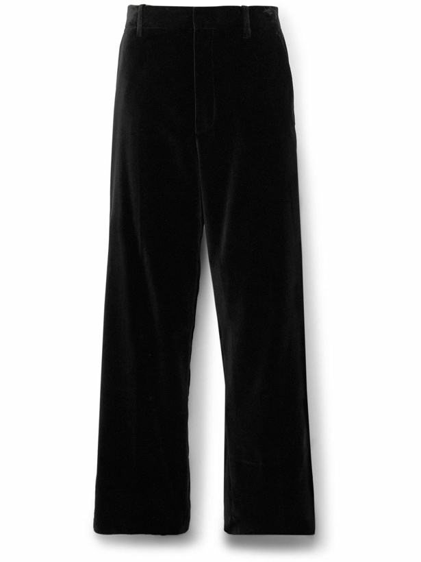 Photo: The Row - Gustavo Straight-Leg Cotton and Silk-Blend Velvet Trousers - Black