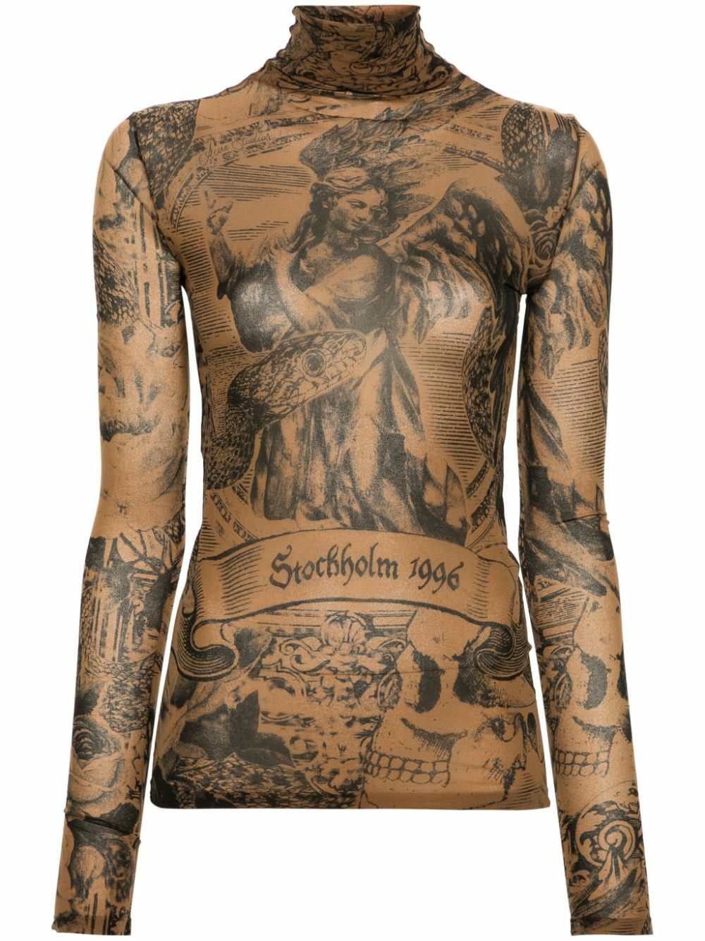 Acne Studios Brown Graphic-Print Seamless Top Acne Studios