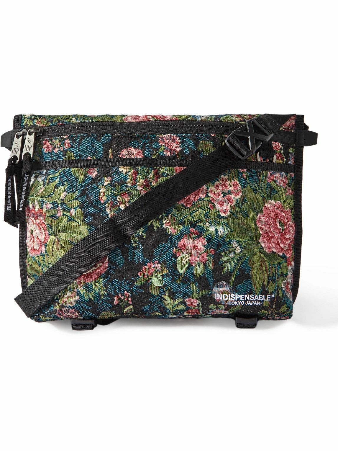 Photo: Indispensable - Logo-Print Floral-Brocade Messenger Bag
