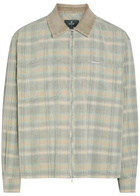 Represent Checked Corduroy-collar Flannel Overshirt Grey