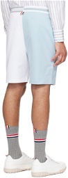 Thom Browne Blue & White Paneled Shorts