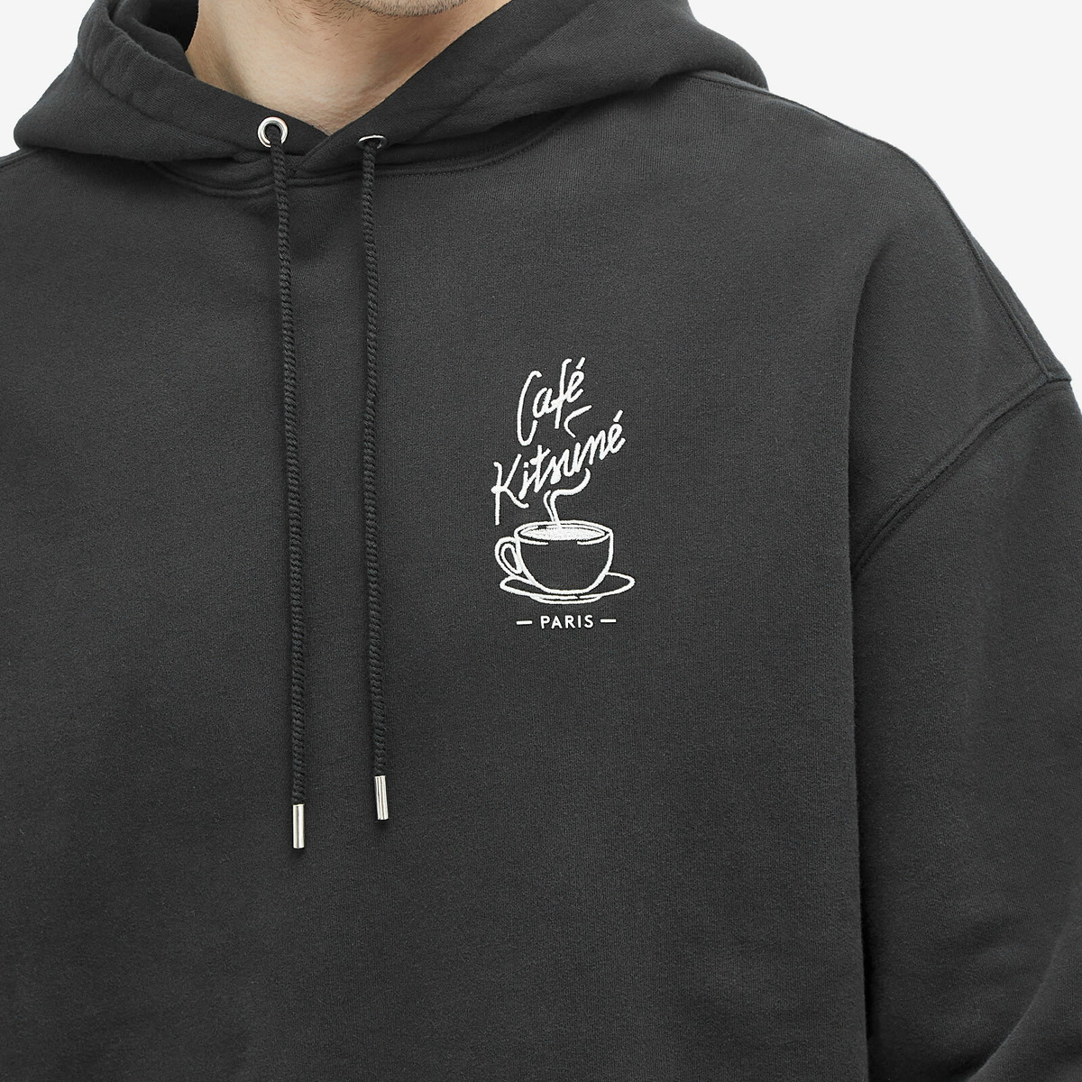 Maison Kitsuné Men's Café Kitsuné Coffee Cup Hoodie in Black