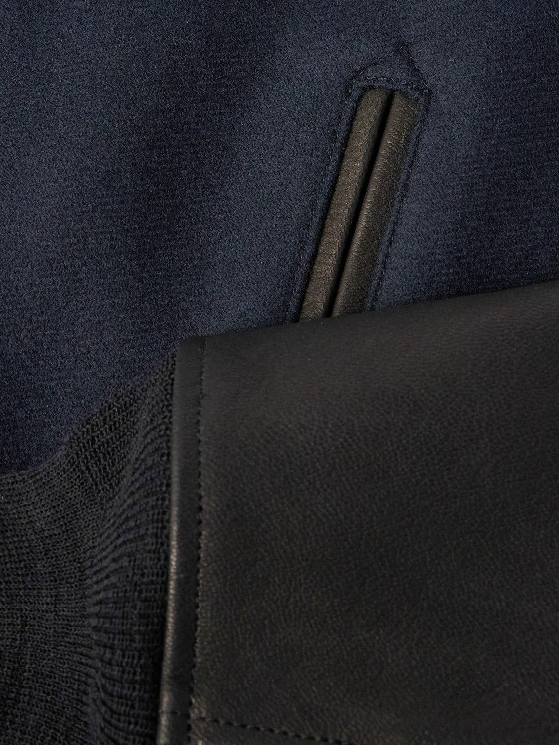 Kaptain Sunshine - Award Full-Grain Leather and Wool-Twill Bomber