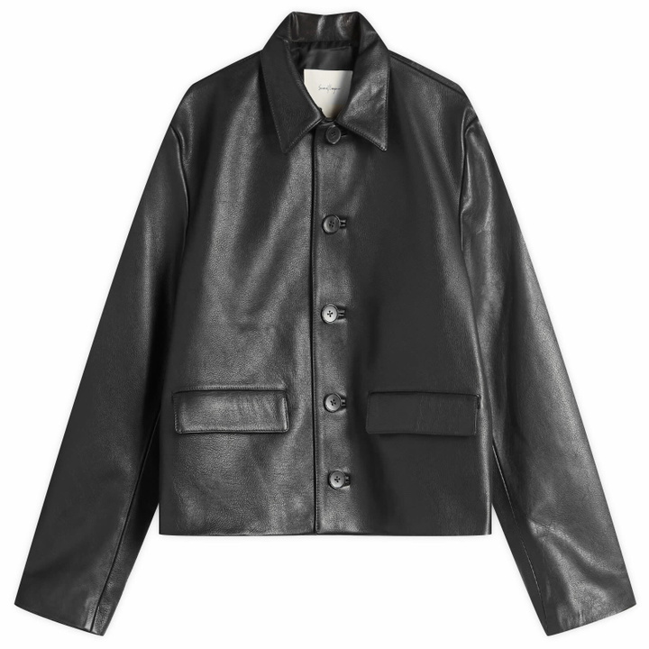 Photo: Second/Layer Men's Button Through Leather Jacket in Black