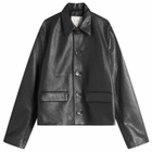 Second/Layer Men's Button Through Leather Jacket in Black