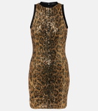 Roberto Cavalli Sequined leopard-print minidress