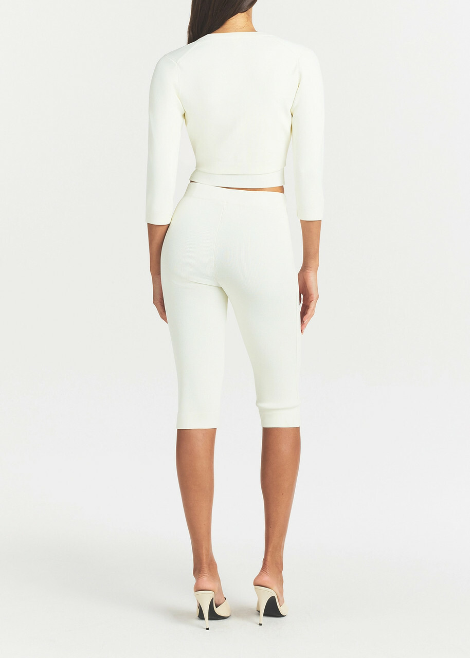 Skims Cropped Knit Cardigan Natural