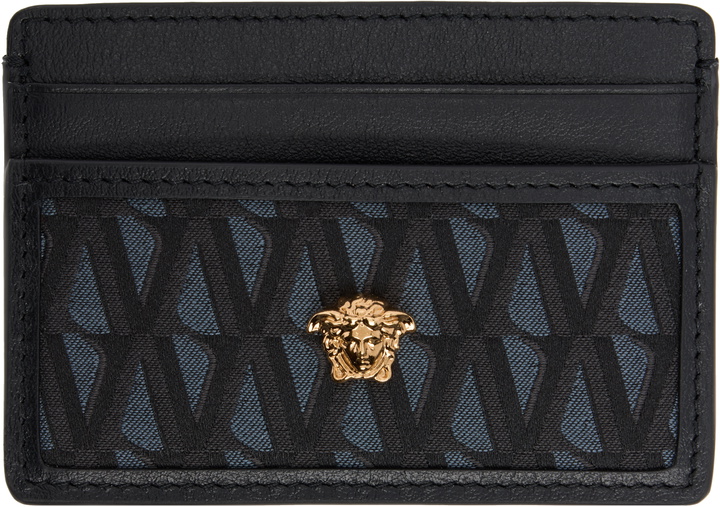 Photo: Versace Black 'La Medusa' V Jacquard Card Holder