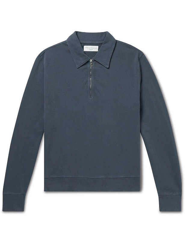 Photo: Officine Générale - Edmund Cotton-Jersey Half-Zip Sweatshirt - Blue