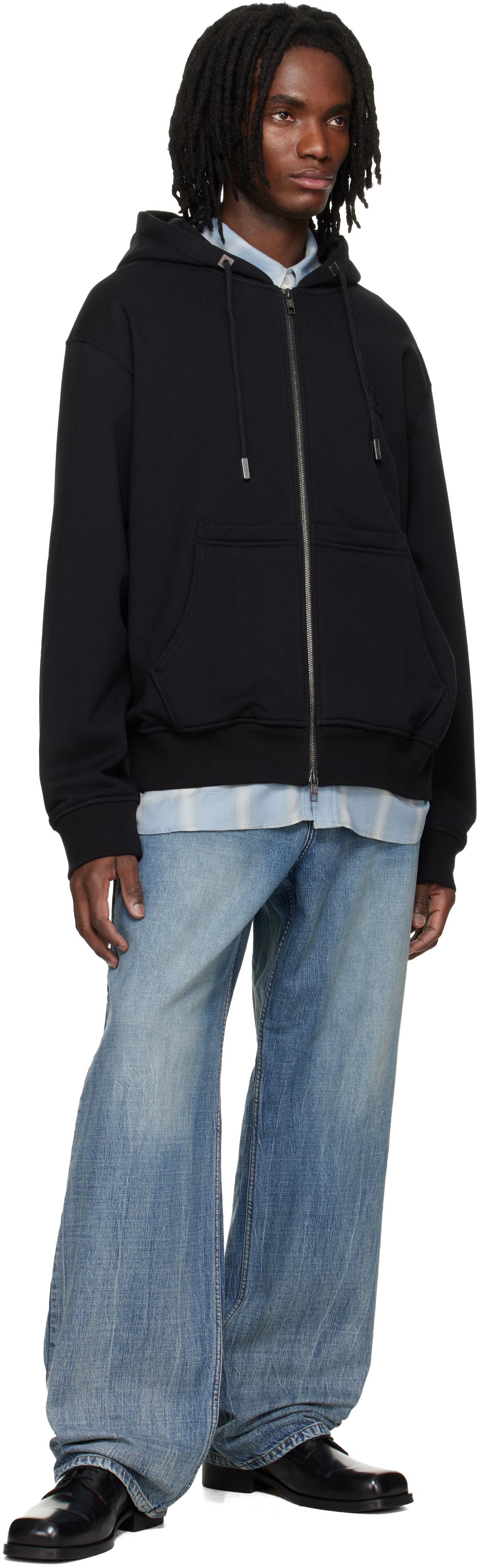 WOOYOUNGMI Black Back Logo Zip-Up Hoodie