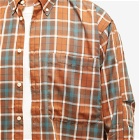 DAIWA Men's Tech Tartan Plaid Shirt in Brown