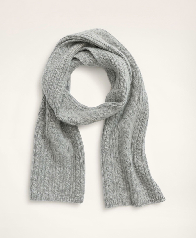 Photo: Brooks Brothers Women's Cashmere Cable Knit Scarf | Grey