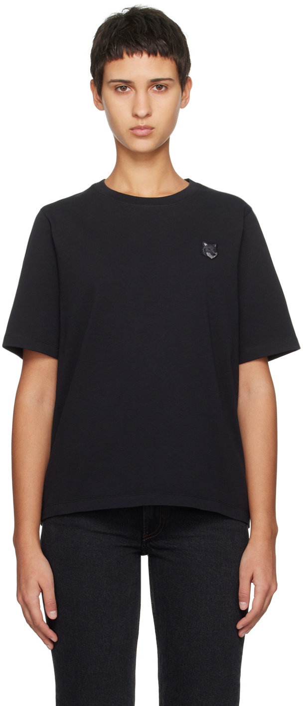 Maison Kitsuné Black Bold Fox Head Patch T-Shirt Maison Kitsune