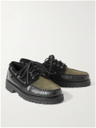 G.H. Bass & Co. - Weejuns '90 Boater Mix Panelled Leather and Suede Boat Shoes - Black