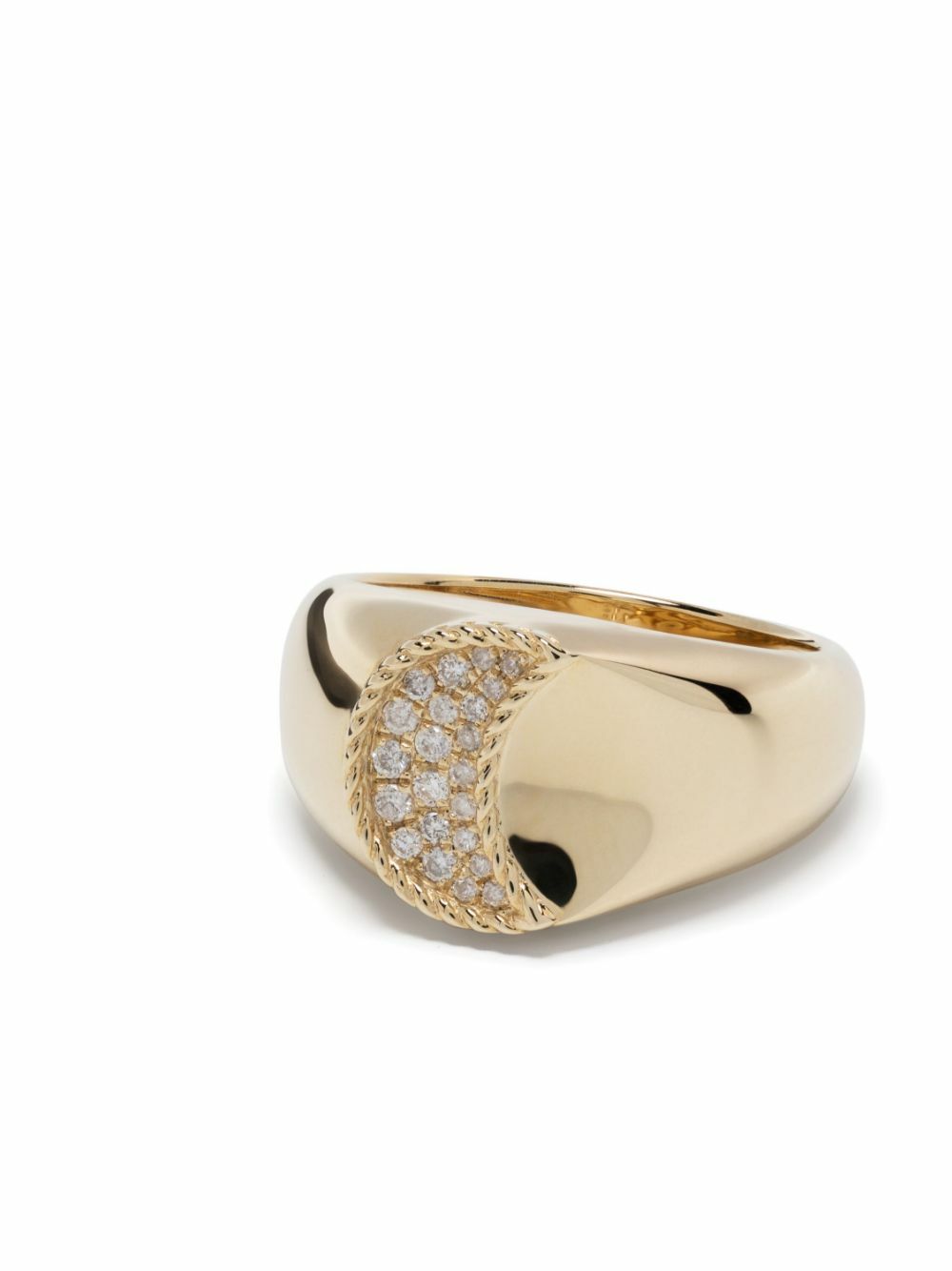 Yvonne Léon 9K Yellow Gold Chevaliere Lune Diamond Ring