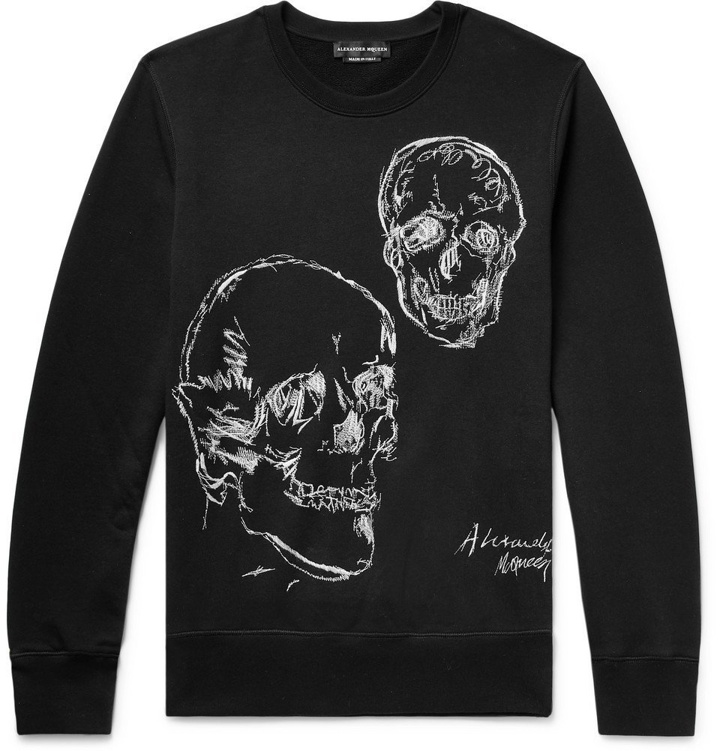 Photo: Alexander McQueen - Embroidered Loopback Cotton-Jersey Sweatshirt - Men - Black