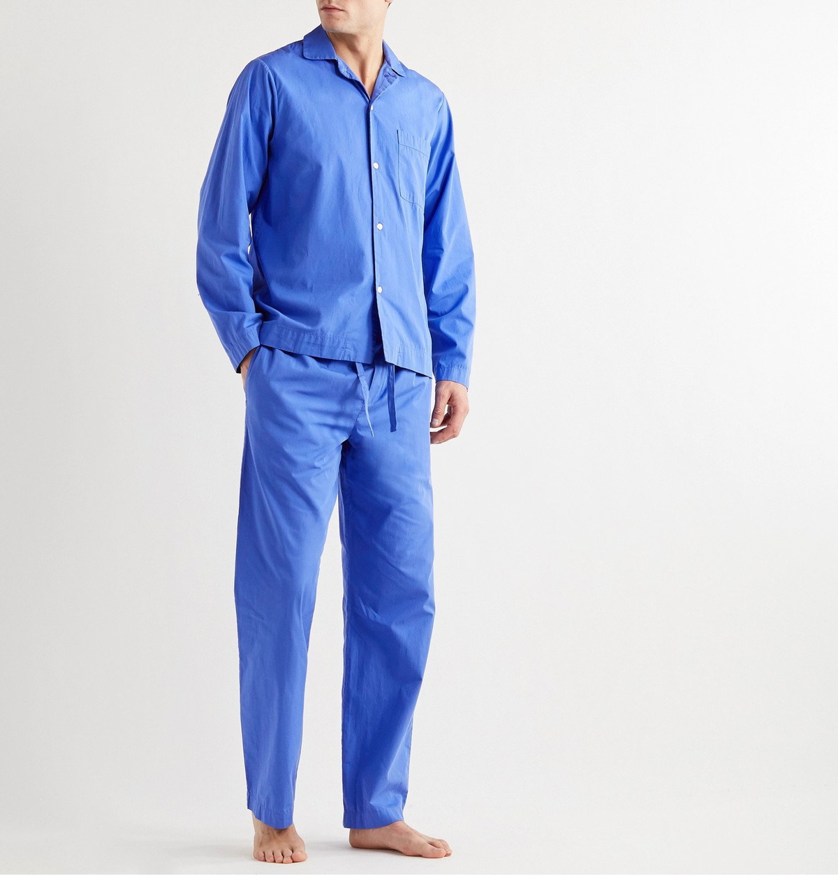 TEKLA - Organic Cotton-Poplin Pyjama Trousers - Blue Tekla Fabrics