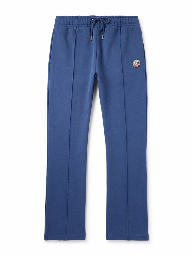 Photo: Casablanca - Straight-Leg Logo-Appliquéd Organic Cotton-Jersey Sweatpants - Blue