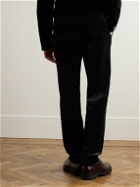 Oliver Spencer - Fishtail Slim-Fit Cotton-Velvet Suit Trousers - Black