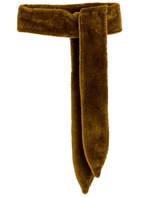 Photo: Nour Hammour Shearling Sash Belt - Brown - One Size