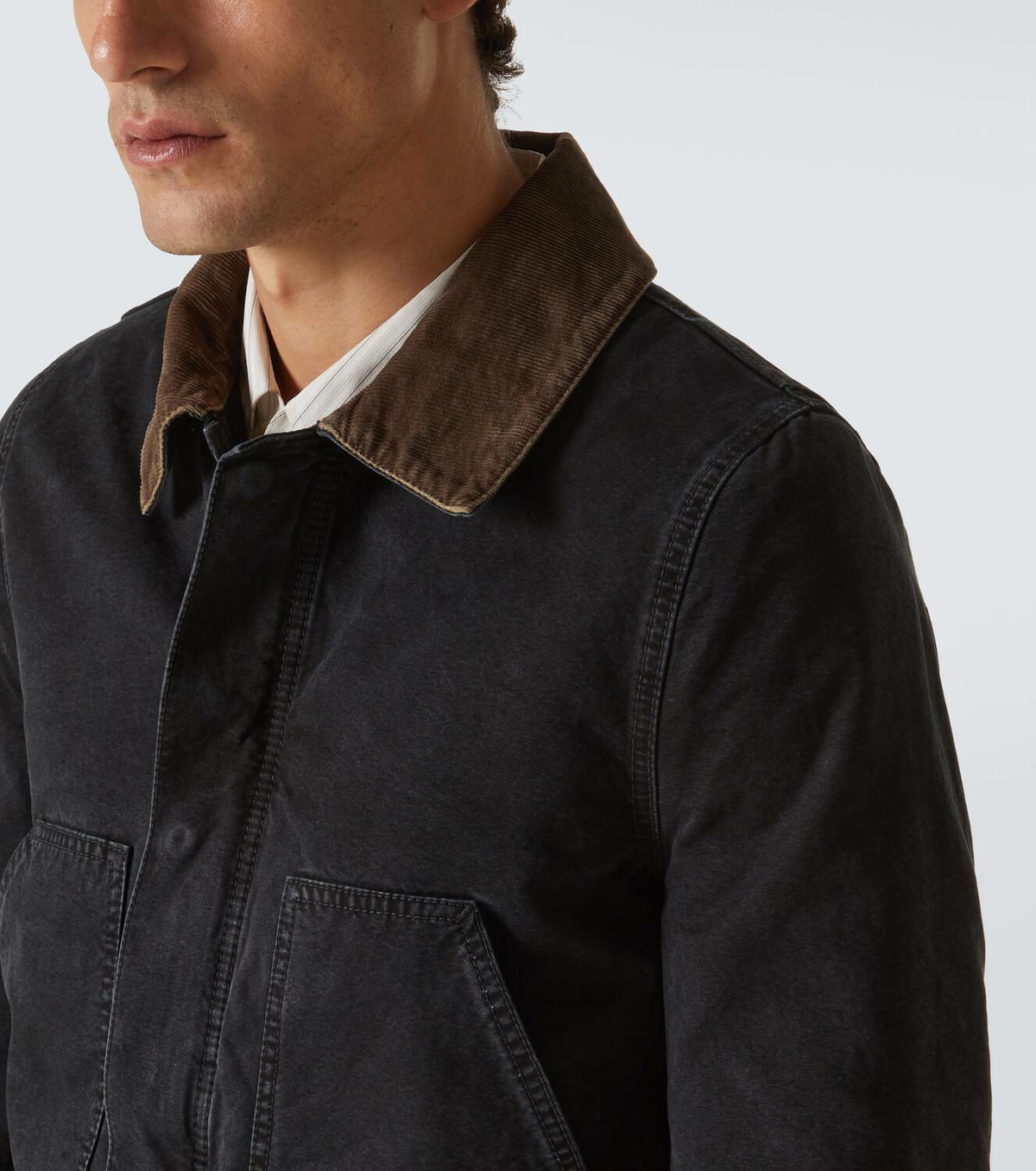 【関税込み】saint laurent Canvas jacket Saint Laurent Corduroy-trimmed cotton canvas jacket Saint