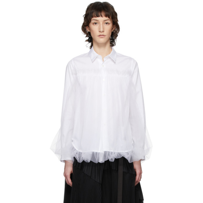 Noir Kei Ninomiya White Tulle Overlay Shirt Noir Kei Ninomiya