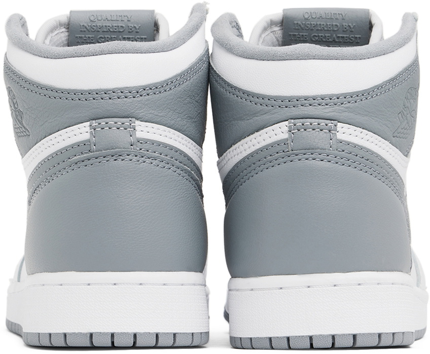 Nike Jordan Kids White & Gray Air Jordan 1 High Big Kids Sneakers