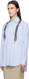 Moschino Blue Striped Suspenders Shirt