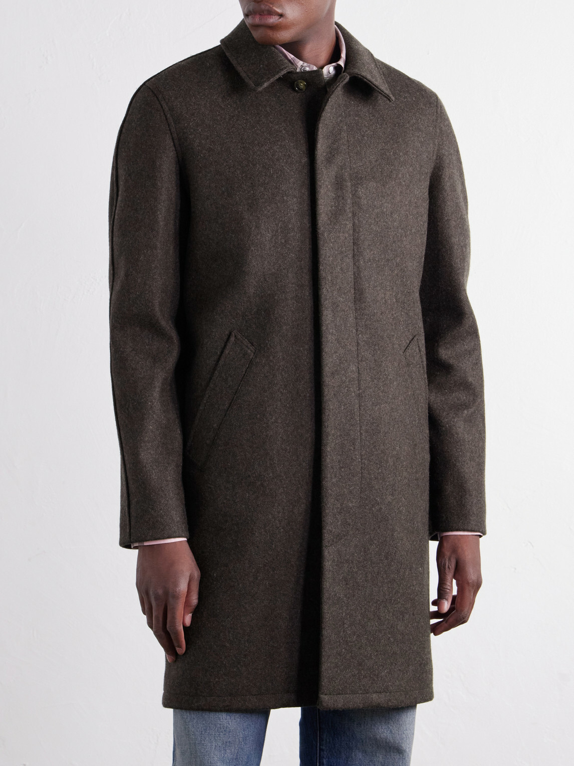 A.P.C. - Auster Brushed Wool-Blend Coat - Brown