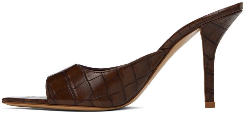GIABORGHINI Brown Perni 04 Croc Heeled Sandals
