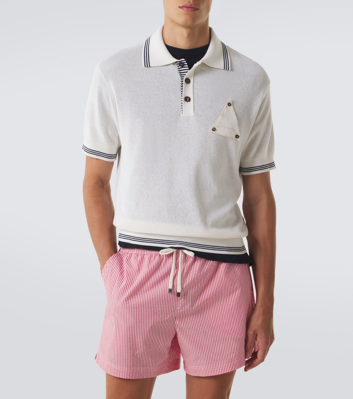 Jacquemus Voilier waffe-knit silk and cotton polo shirt