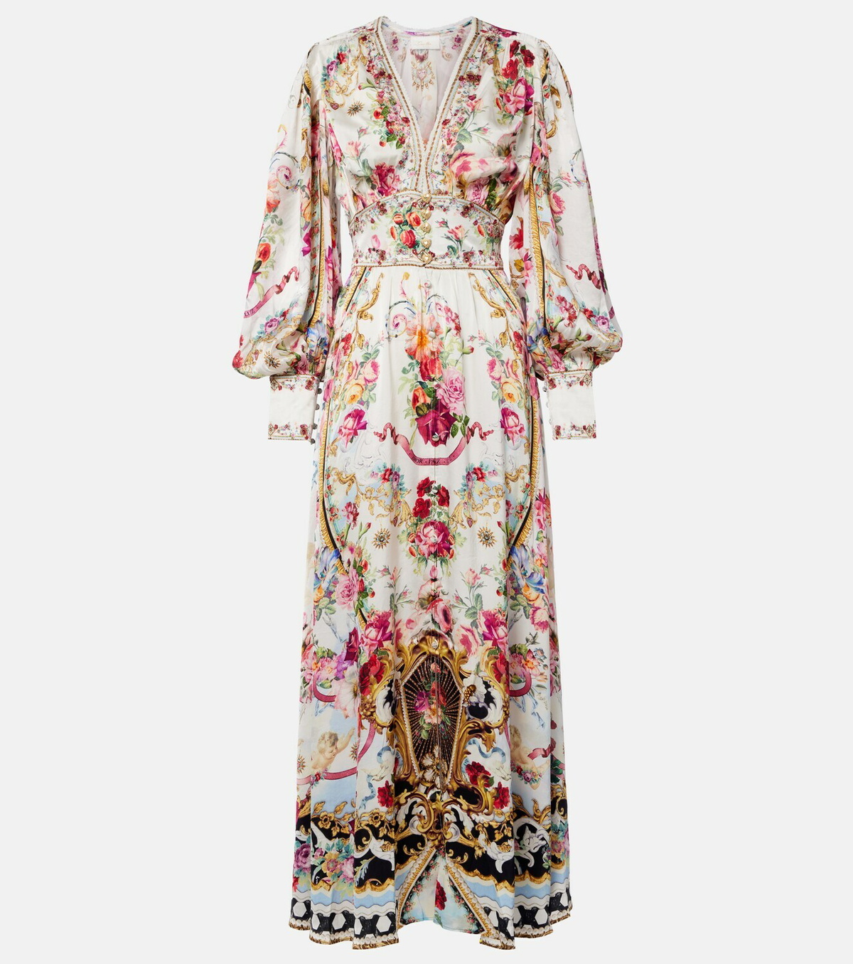 Camilla Floral silk satin maxi dress