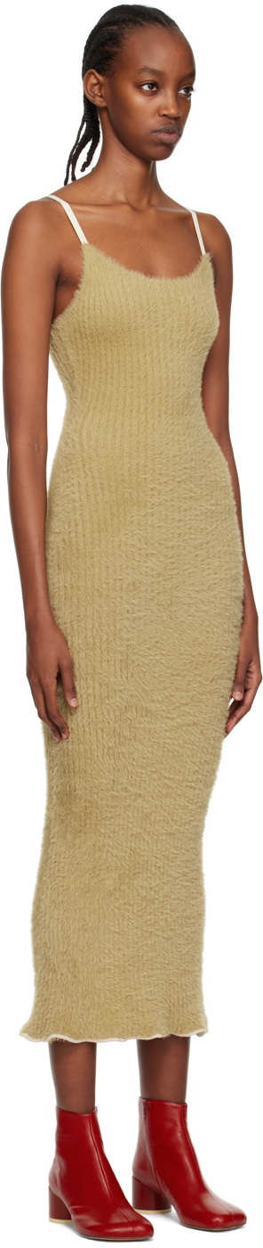 MM6 Maison Margiela Beige Ribbed Maxi Dress MM6 Maison Margiela