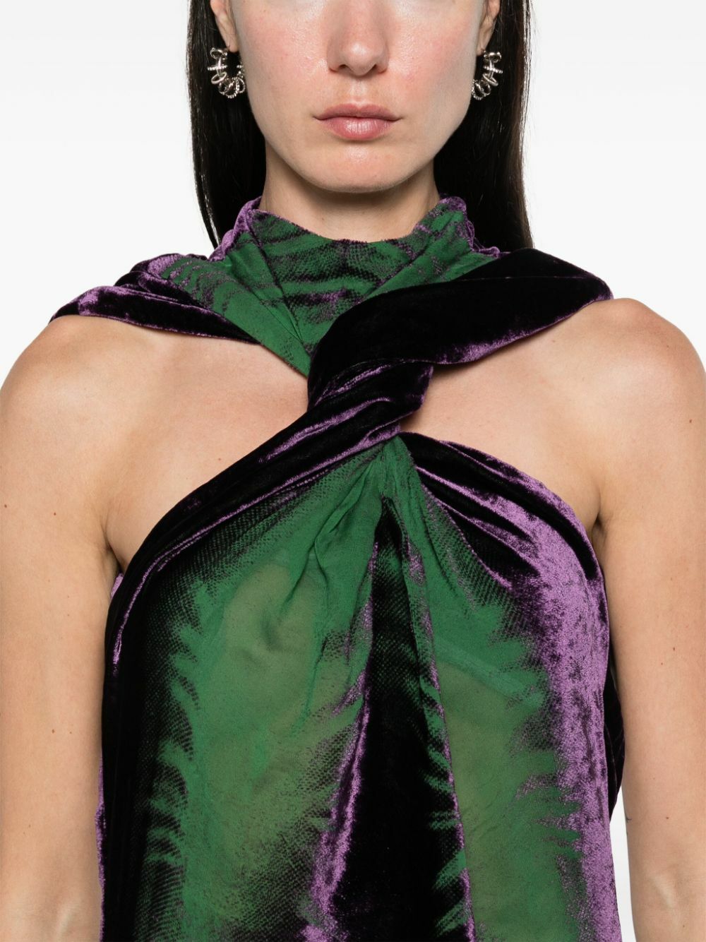 Masha Popova Green Whisker Velvet Mini Dress