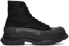 Alexander McQueen Black Floral Tread Slick High Sneakers