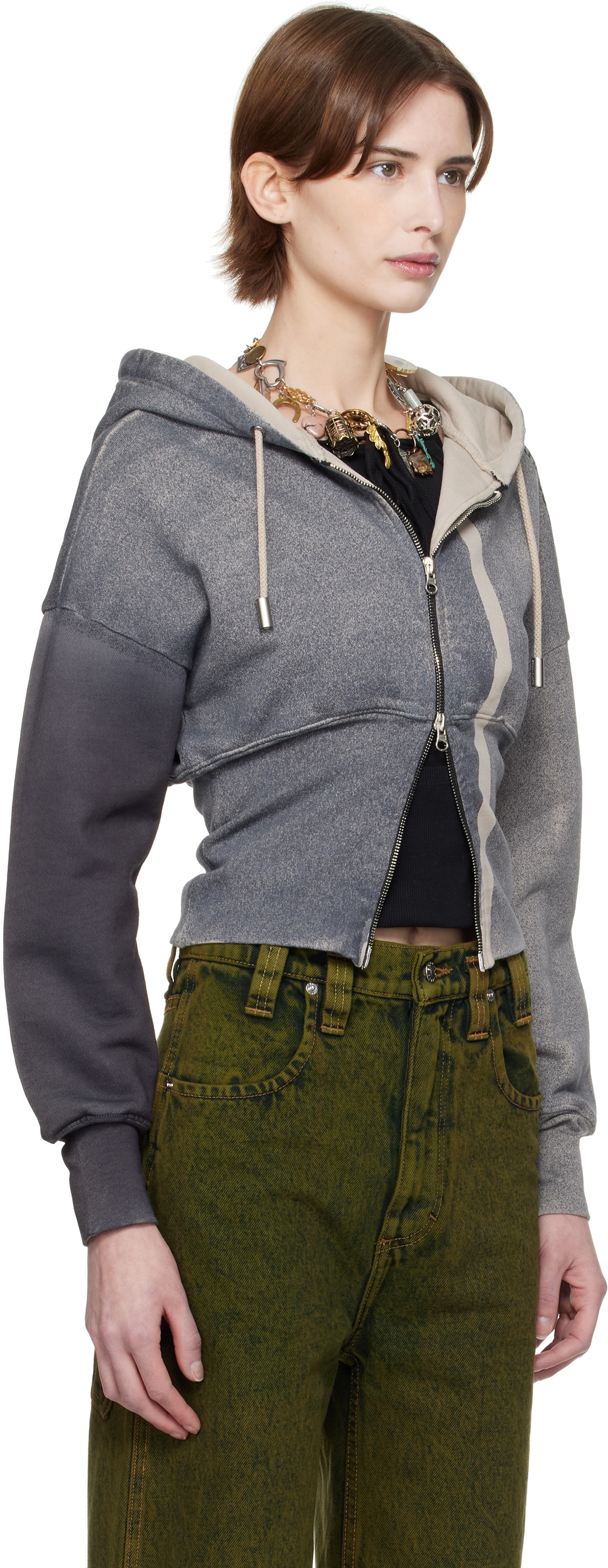 Eckhaus Latta Gray Snatched Hoodie