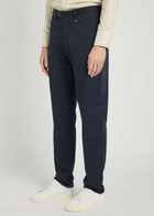 Oliver Spencer Fishtail Cotton Tapered-leg Trousers Navy