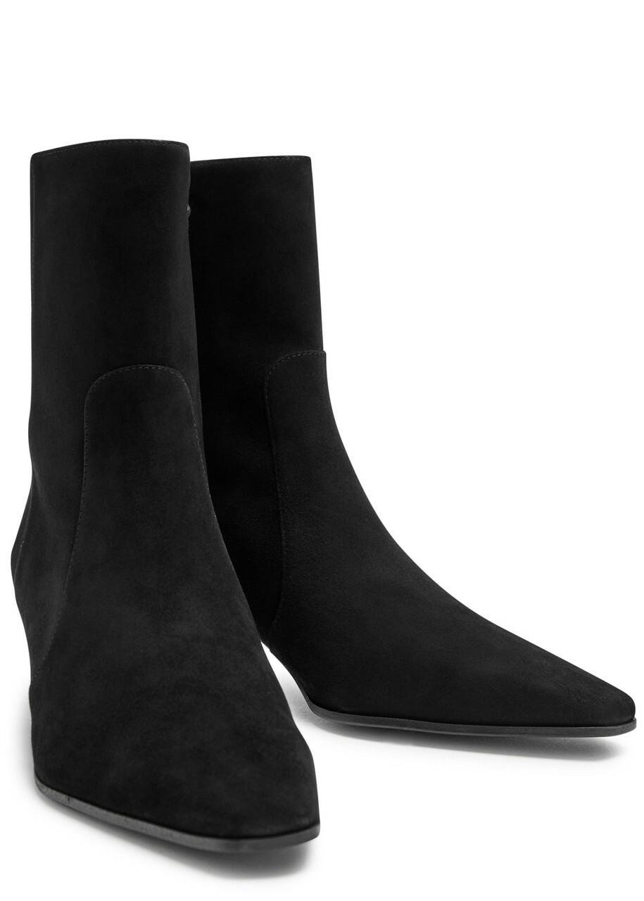 Stuart Weitzman Stassi 50 Suede Ankle Boots Black