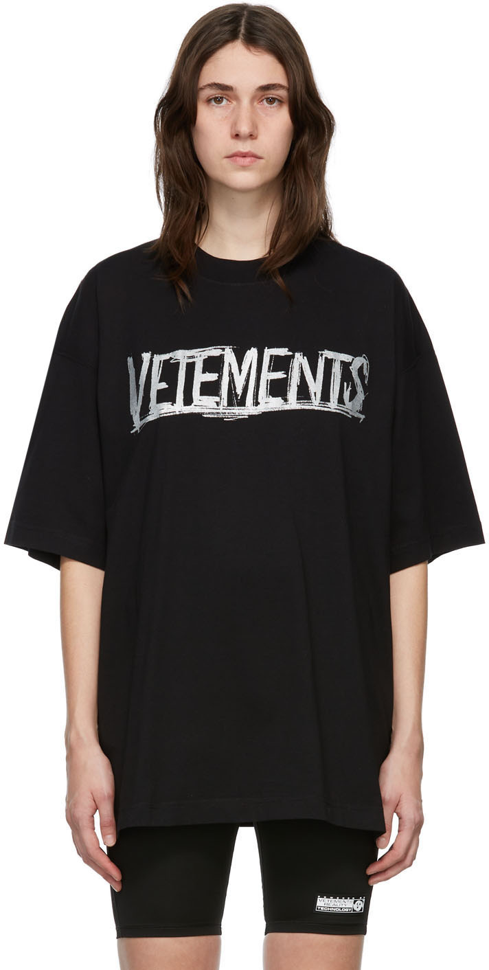 VETEMENTS Black & Silver World Tour T-Shirt Vetements
