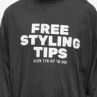 Balenciaga Men's Long Sleeve Free Styling Tips T-Shirt in Washed Black/White