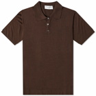 Officine Generale Men's Officine Générale Brutus Knitted Polo Shirt in Cocoa