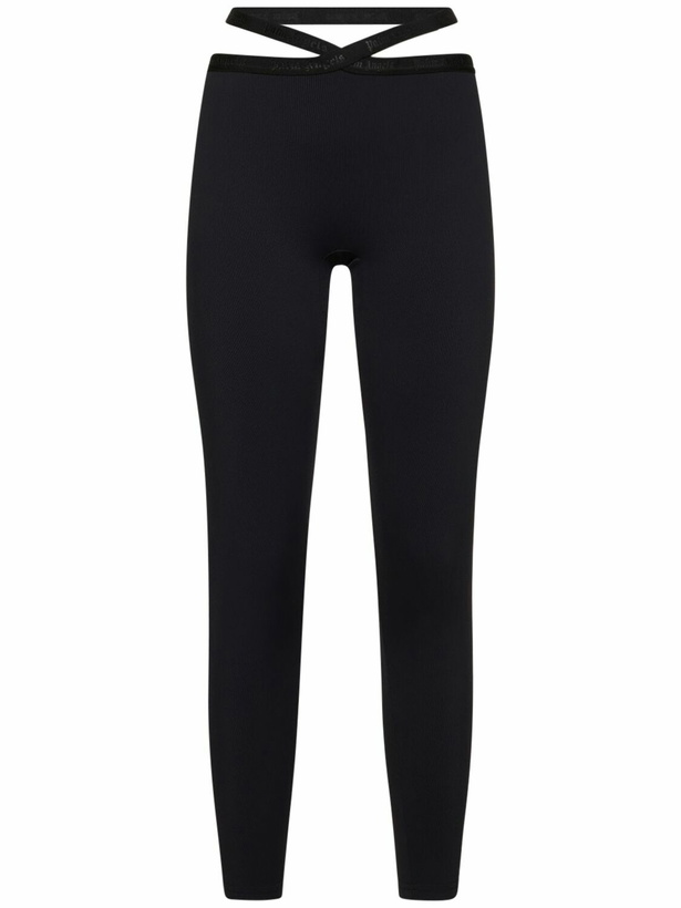 Photo: PALM ANGELS Crossed Waist Ribbed Tech Leggings