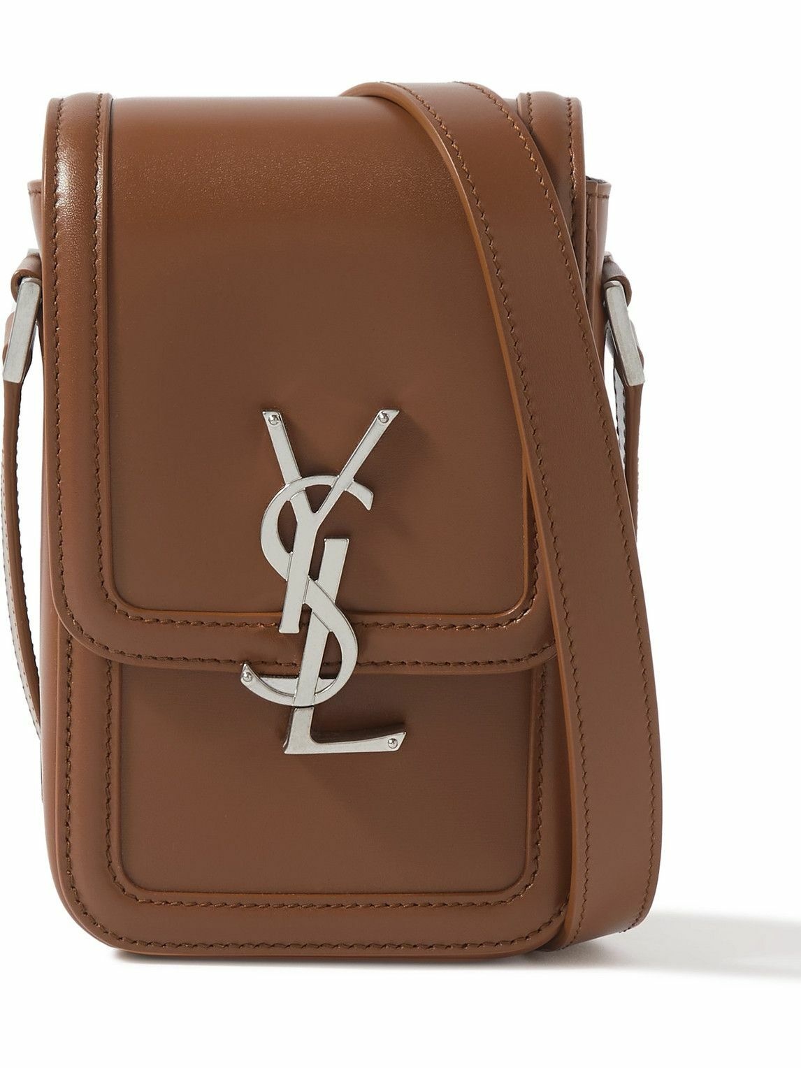 Photo: SAINT LAURENT - Solferino Mini Logo-Embellished Leather Messenger Bag