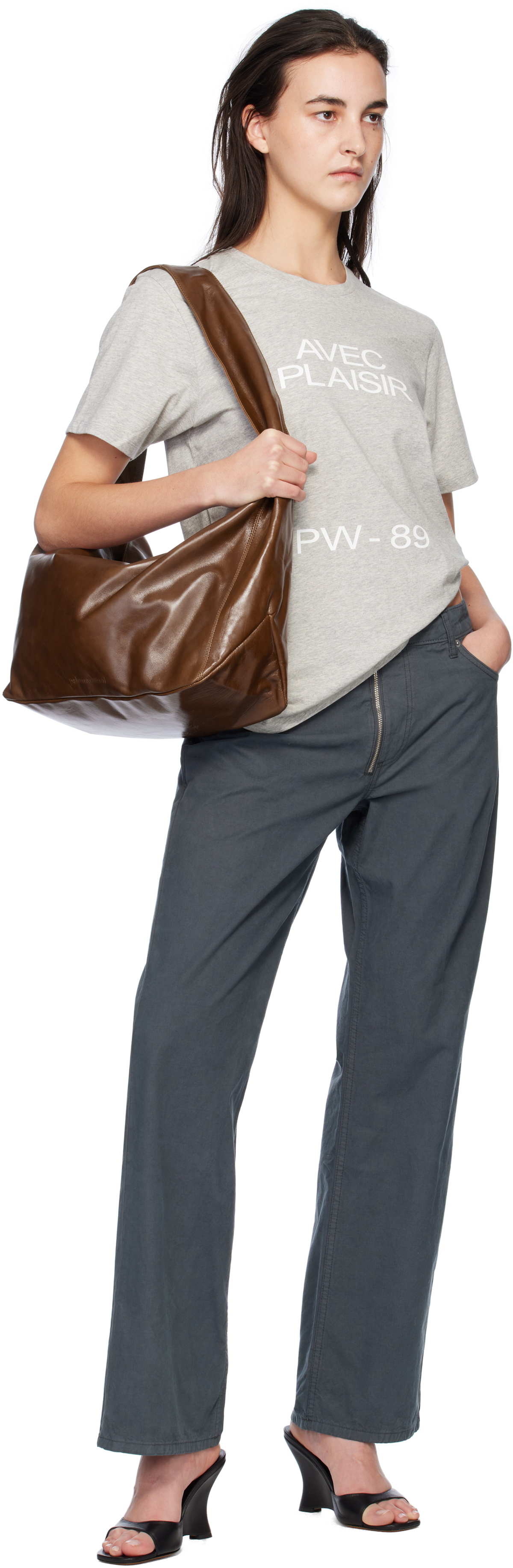 【Paloma Wool】Lisa☆ラージ レザーバック LISA-Brown large leather bag with a wide handle – Paloma Wool
